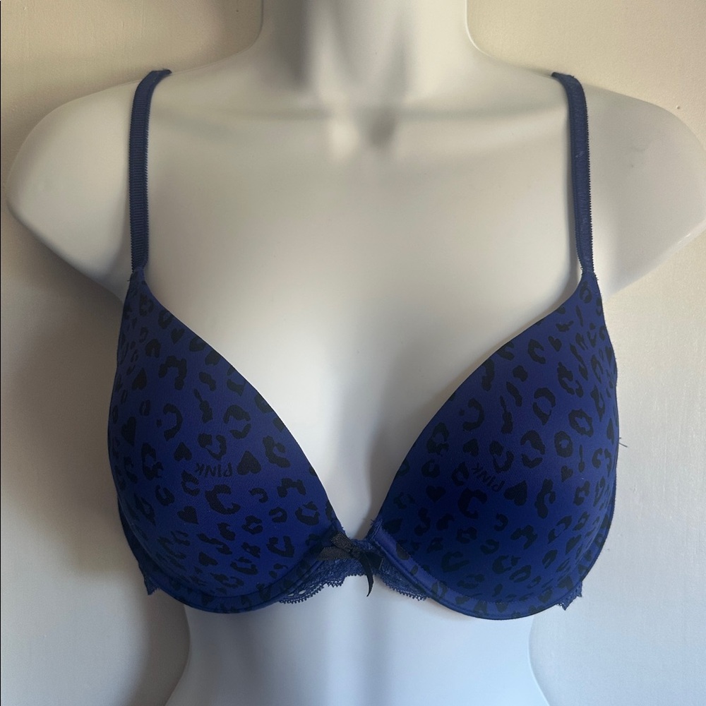 PINK Victoria's Secret Blue Leopard Print Bra